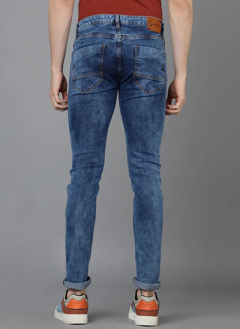 Urbano Fashion  Urbano Fashion Men's Blue Slim Fit Washed Jeans Stretchable for Men | Best Price UAE